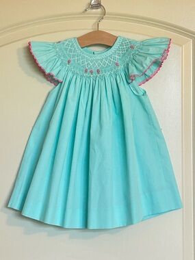 2T Mom & Me Smocked Flutter-Sleeve Dress
